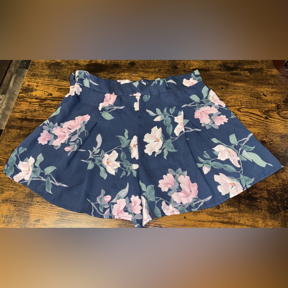 Hummingbird Navy Blue Floral Shorts